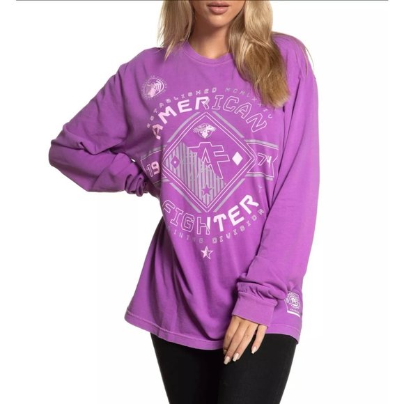 AMERICAN FIGHTER Women's T-Shirt L/S MASSACHUSETTS - Picture 5 of 8